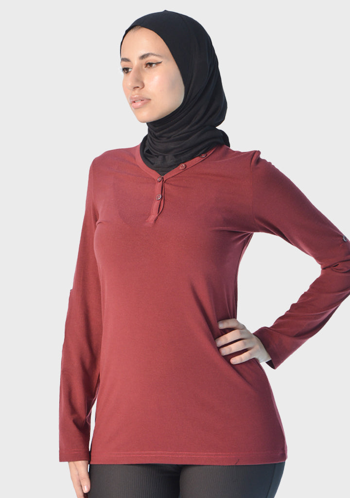 Cotton V-Neck Long Sleeve T-Shirts