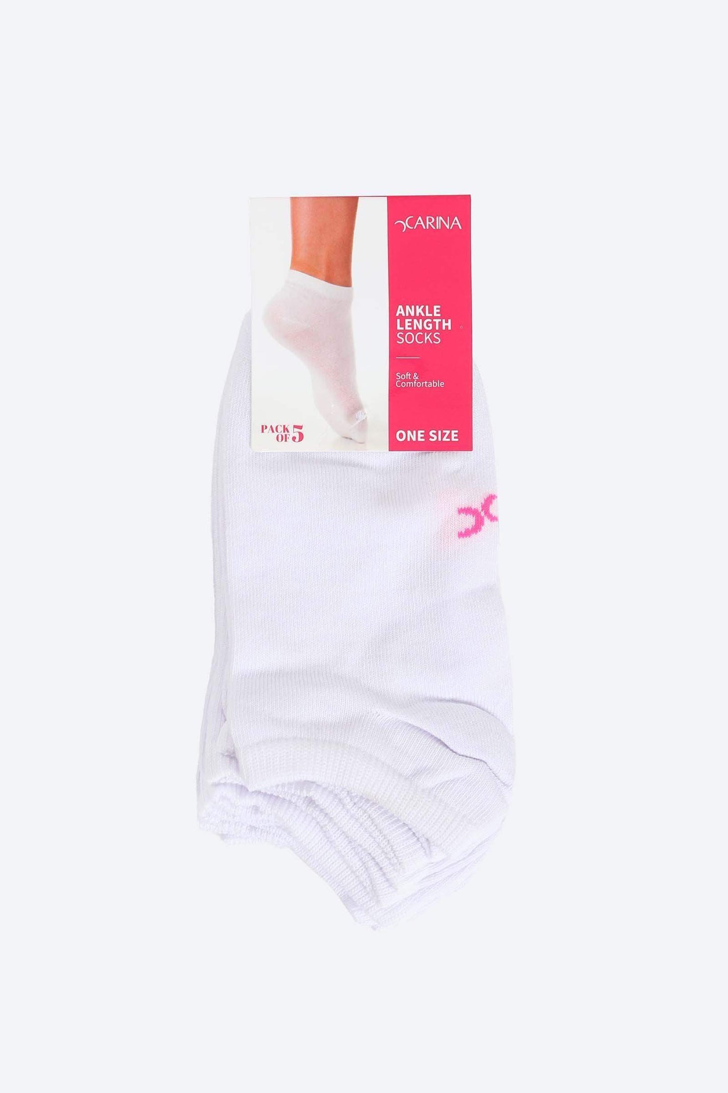Solid Ankle Length Socks - 5 Pairs - Carina - ÙƒØ§Ø±ÙŠÙ†Ø§