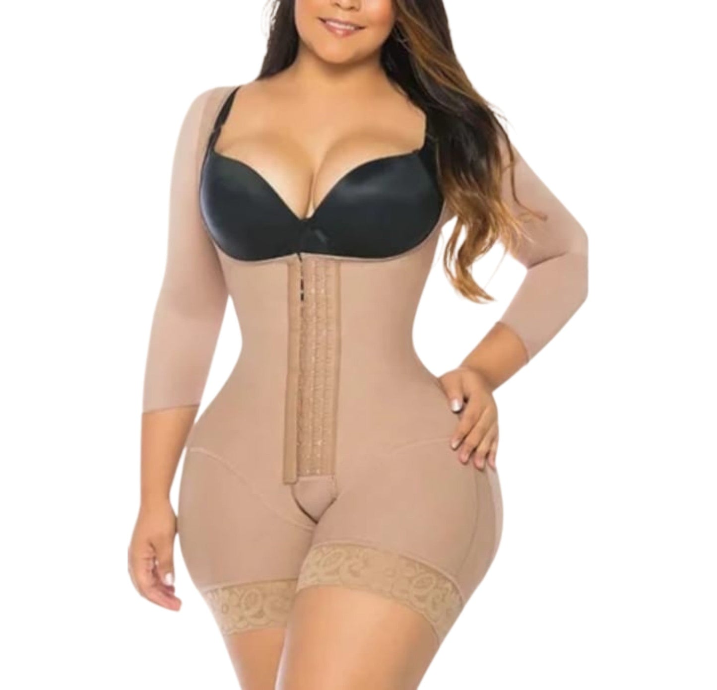 Synthetic Curve Sculpt Bodysuit - Beige