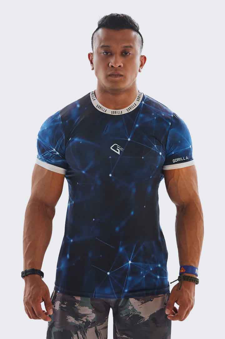 Synthetic Blue Cosmics Compression T-Shirt - Multicolor