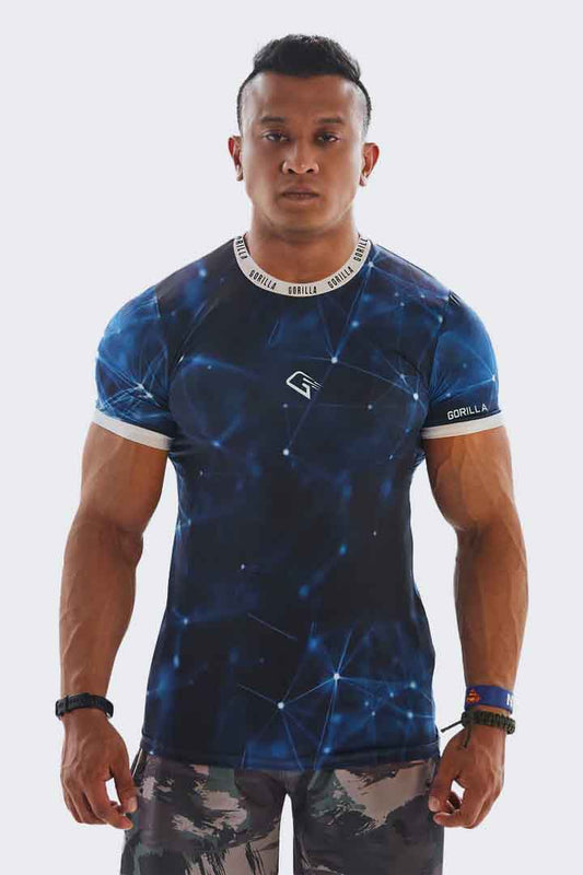 Synthetic Blue Cosmics Compression T-Shirt - Multicolor