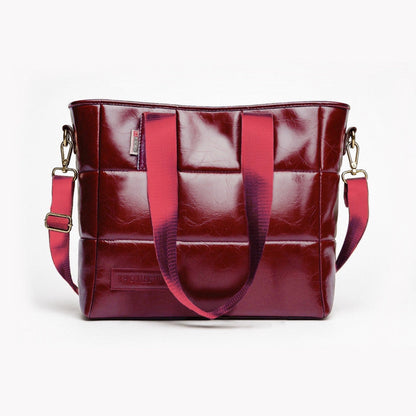PU Leather Quilted Tote & Shoulder Bag – Burgundy