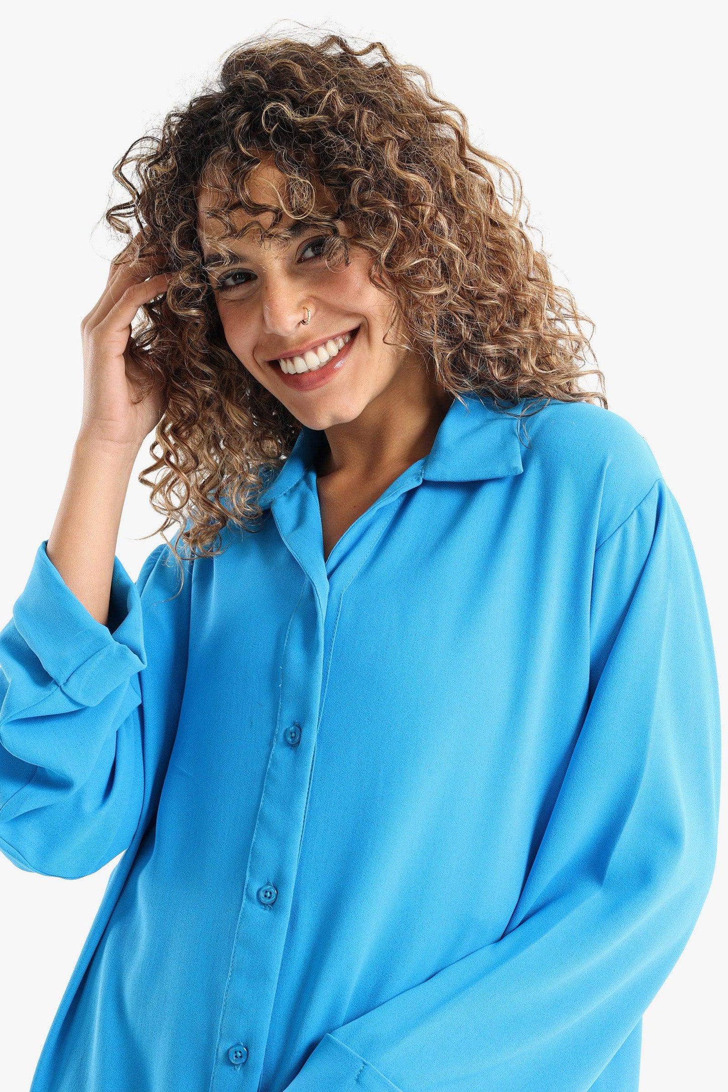 Voile Solid Shirt Dress - Carina - ÙƒØ§Ø±ÙŠÙ†Ø§