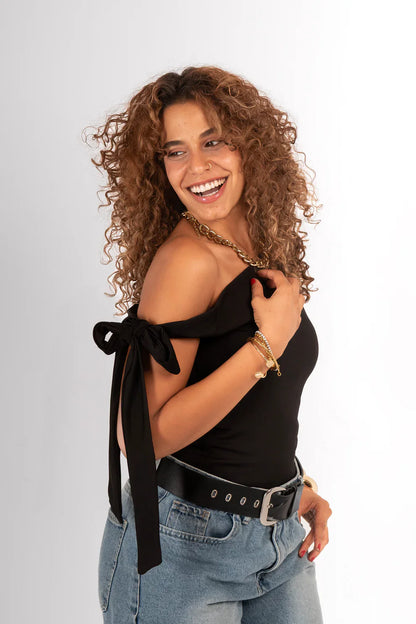 Synthetic Effortless One-Shoulder Top