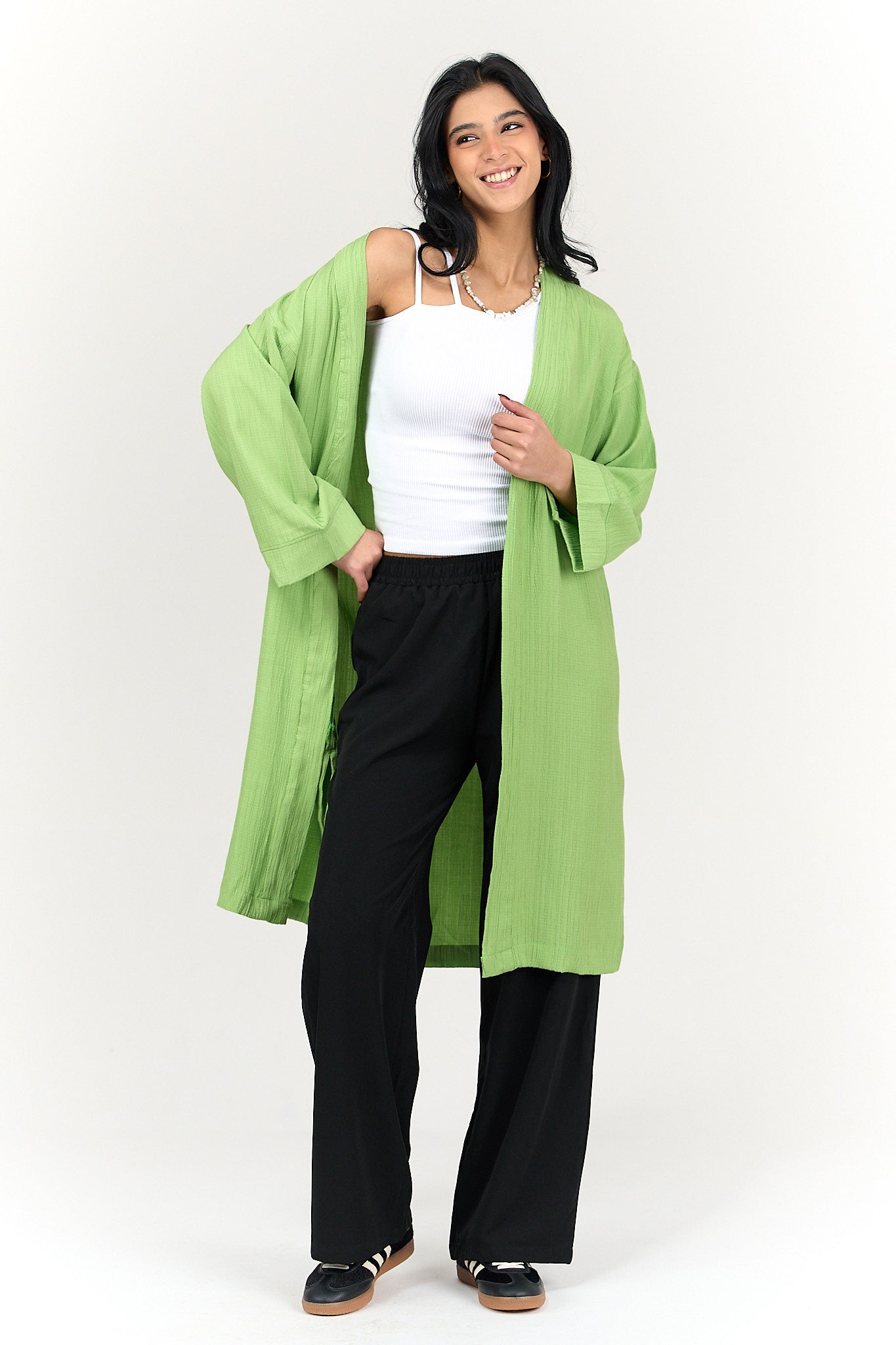 Textured Pattern Midi Kimono