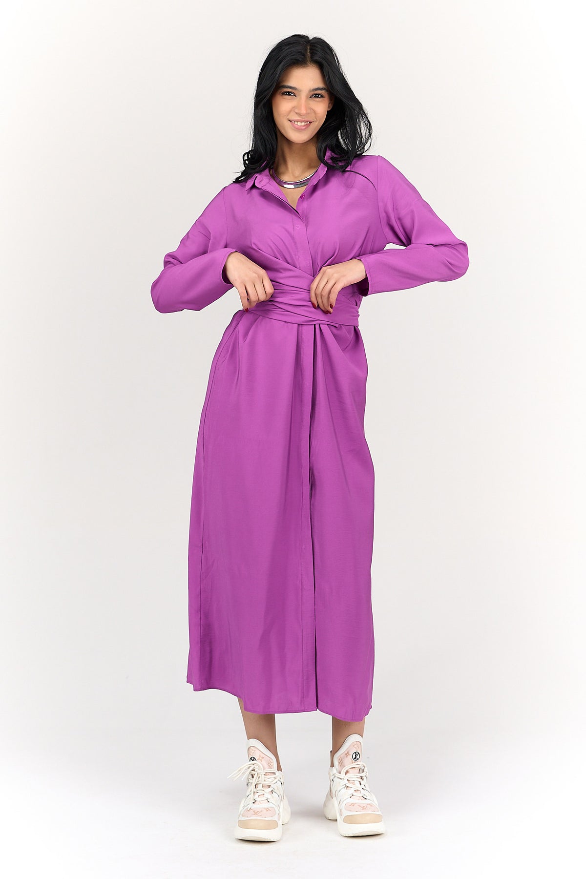 Shirt Dress with Tie Belt