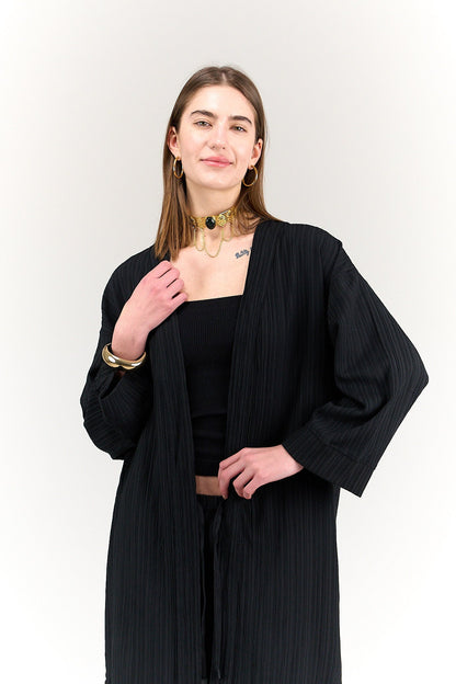 Textured Pattern Midi Kimono