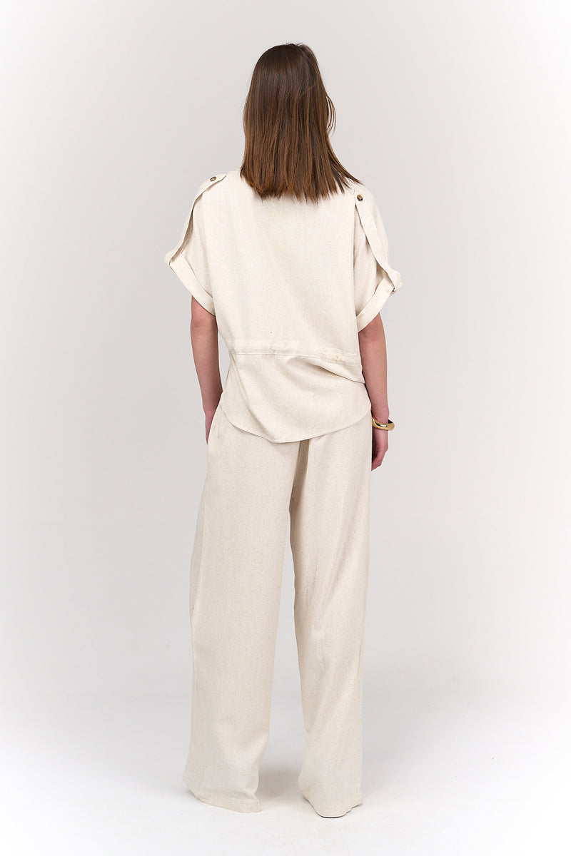 Tencel Shirt with 3 Patches - Beige