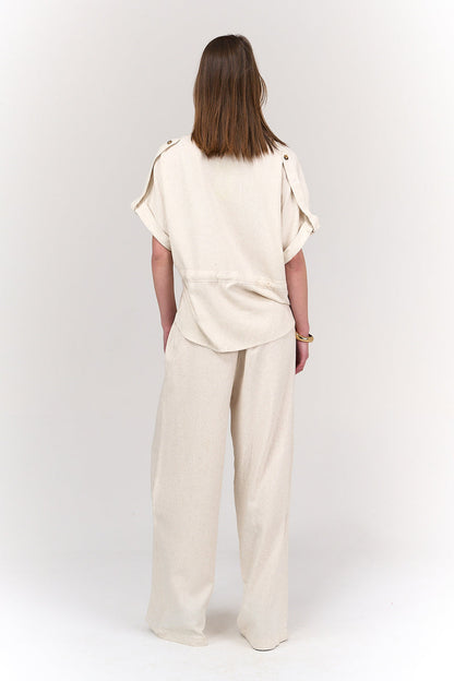 Tencel Shirt with 3 Patches - Beige