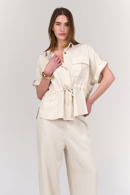 Tencel Shirt with 3 Patches - Beige