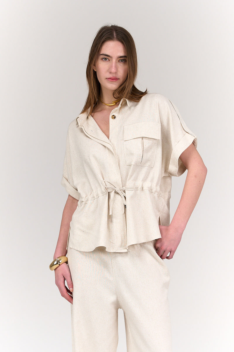 Tencel Shirt with 3 Patches - Beige