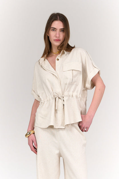 Tencel Shirt with 3 Patches - Beige