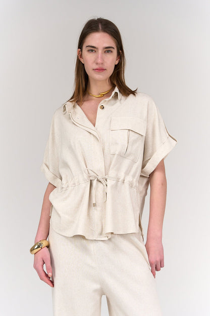 Tencel Shirt with 3 Patches - Beige