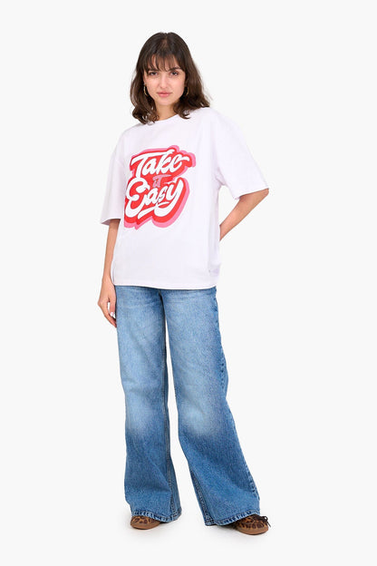 "Take It Easy" Printed T-Shirt - White