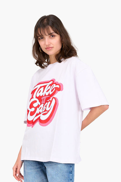 "Take It Easy" Printed T-Shirt - White