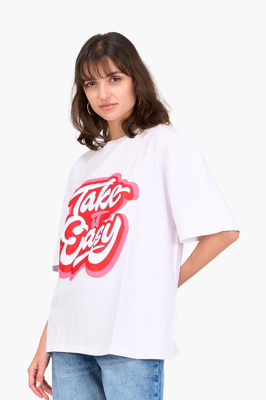 "Take It Easy" Printed T-Shirt - White