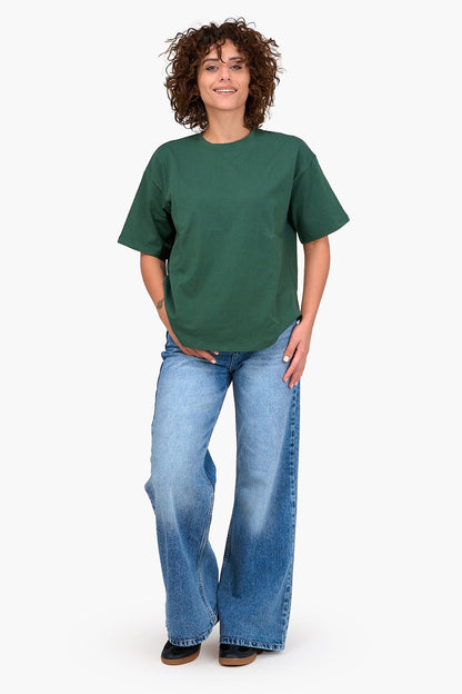Loose Fit Cotton T-Shirt - Deep Green