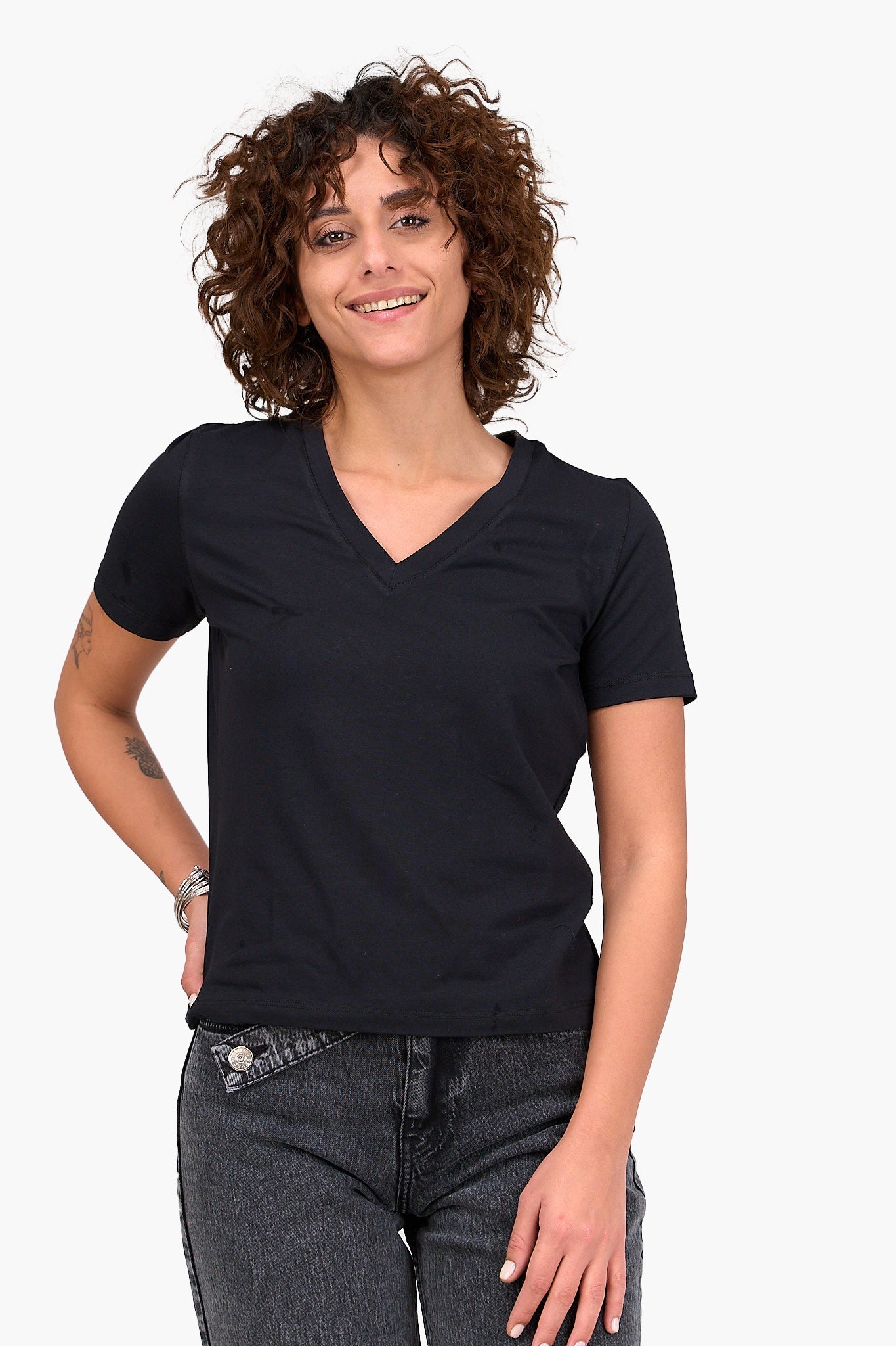 Classic V-Neck Cotton Blend T-Shirt