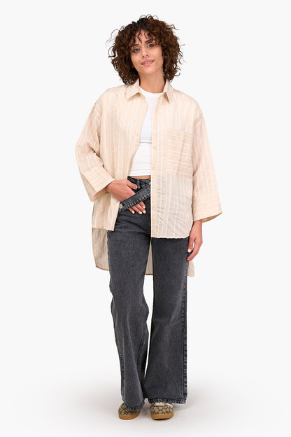 Striped High Low Shirt