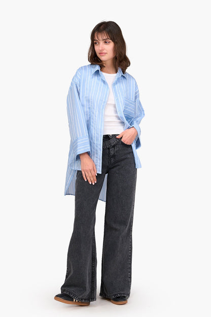 Striped High Low Shirt