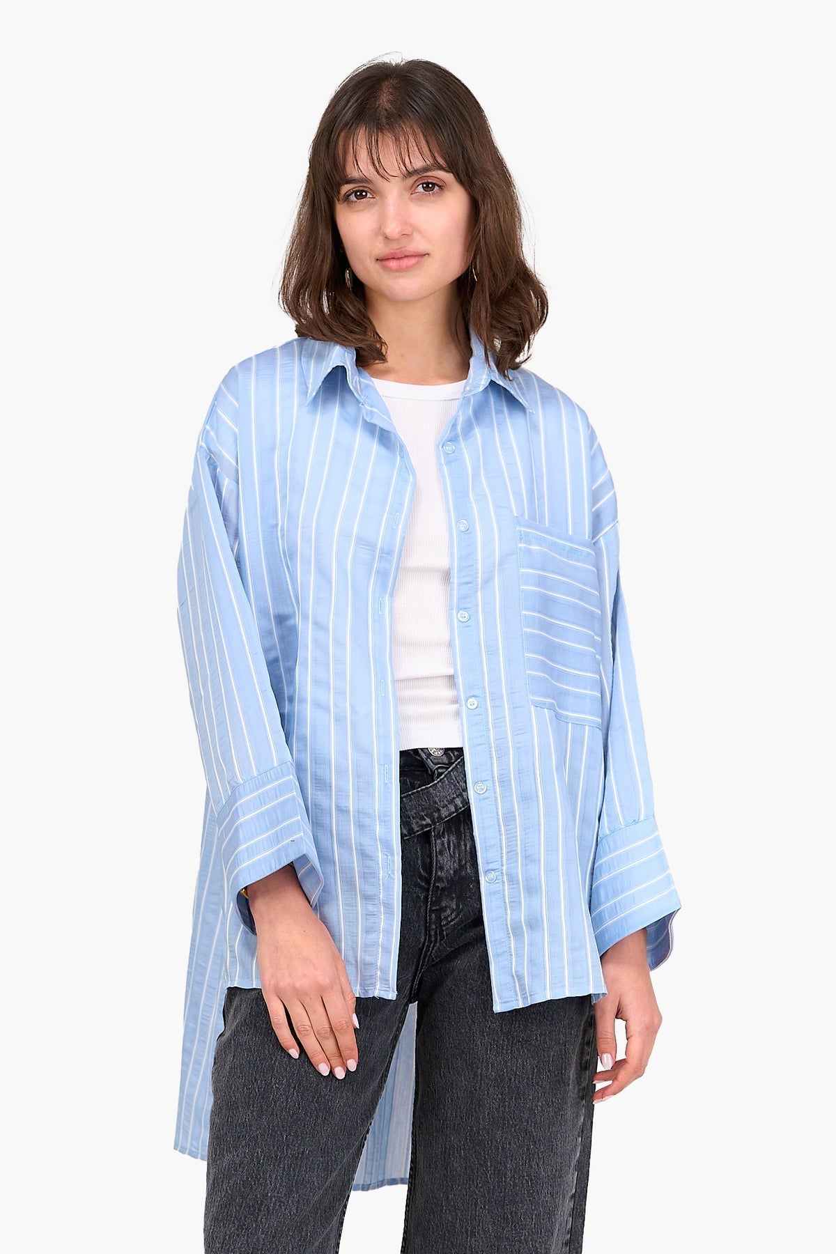 Striped High Low Shirt
