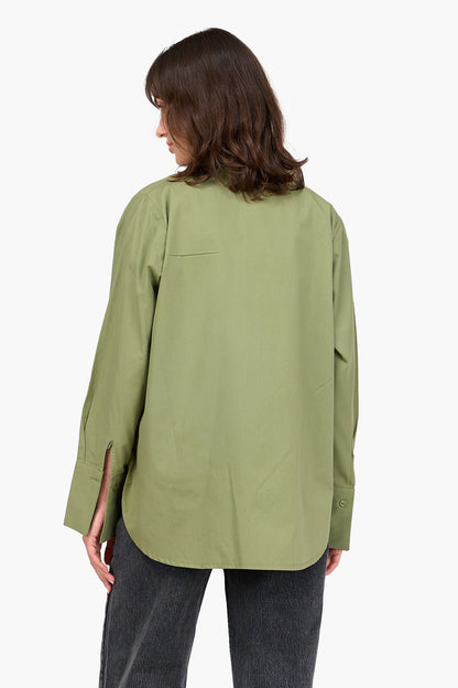 Poplin Hidden Placket Shirt - Olive