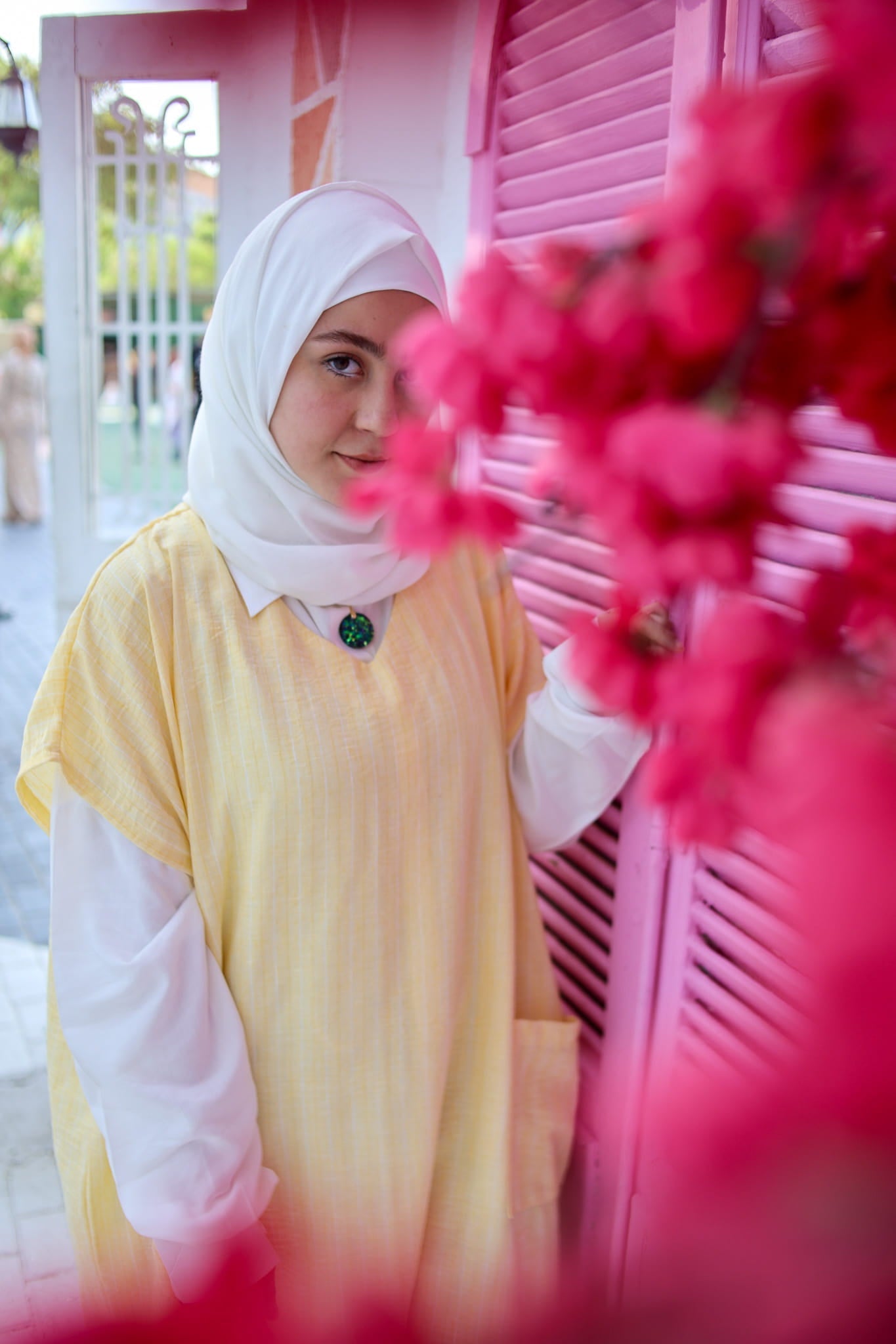 Cotton-Linen Striped Dress - Yellow